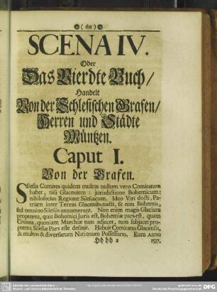 Scena IV. Oder Das Vierdte Buch, Handelt Von der Schlesischen Grafen, Herren und Städte Müntzen
