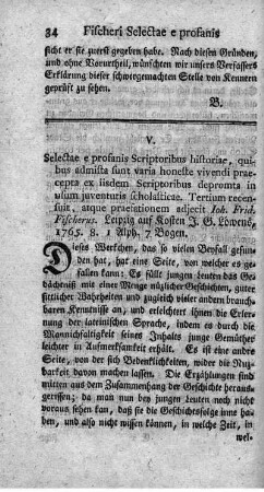 V. Selectae e profanis scriptoribus historiae.