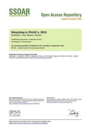 Weighting in PIAAC-L 2015
