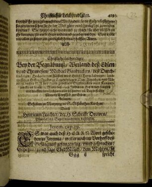 Christliche Leichpredigt/ Bey der Begräbnuß/ Weiland deß Edlen unnd Ehrnvesten/ Michael Gaudteckers [...]