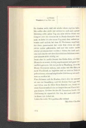 An Gleim Wandsbeck, den 24. Februar 1779