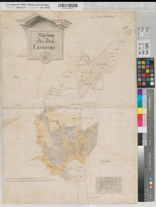 Nassau-Siegen (Fürstentum) ref. Teil Spezialkarten der Gemarkungen Ernsdorf (Kreuztal) 1720 3000 rh. Fuß = 13,2 cm 68,5 x 48 kol. Zeichnung Erich Philipp Plönnies KSA Nr. 789,8