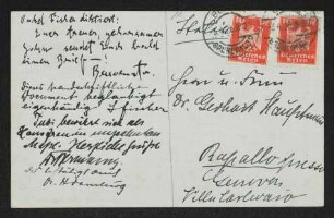 Brief von Hedwig Fischer, Brigitte Bermann Fischer, Benvenuto Hauptmann und Samuel Fischer an Margarete Hauptmann und Gerhart Hauptmann
