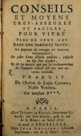 Conseils ... pour vivre plus de cent ans