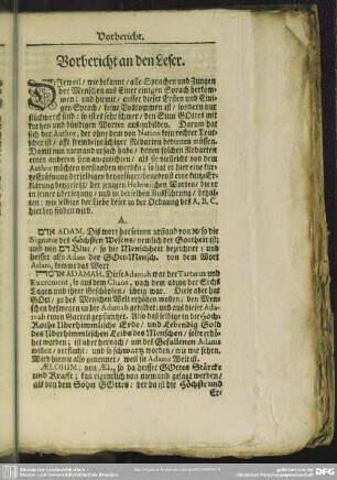Vorbericht an den Leser