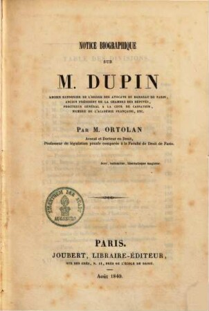 Notice biographique sur M. Dupin