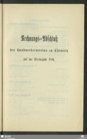 Rechnungs-Abschluß des Handwerkervereins zu Chemnitz auf das Vereinsjahr 1886
