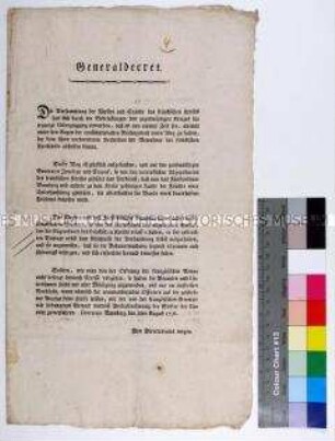 Dekret über den Abschluss der Verhandlungen zwischen den Abgeordneten des fränkischen Kreises und der französischen Besatzungsarmee