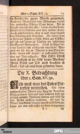 Die X. Betrachtung über I. Sam. XV, 32.