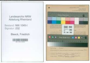 Entnazifizierung Friedrich Bleeck , geb. 11.02.1896 (Schlosser)