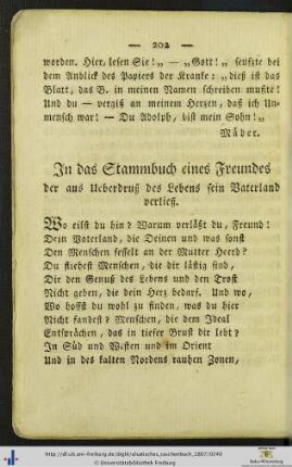 In das Stammbuch eines Freundes.