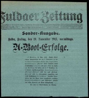 Zweite Ausgabe vom Freitag, den 19. November 1915.