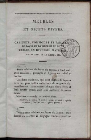 Meubles et objets divers