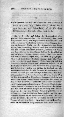 Resa igenom en del af England och Skottland, ären 1802 och 1803 / Eric Thomas Svedenstjerna. - Stockholm, 1804
