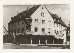 Schuhhaus Grote / Fassade. Detmold. Lange Str. 75. Papierabzug