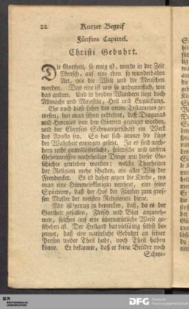 Fünftes Capittel. Christi Gebuhrt.