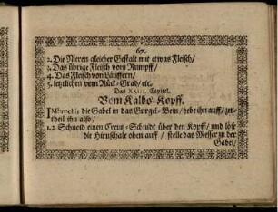 Das XXIII. Capitel. Vom Kalbs-Kopff / Die Vorlegung