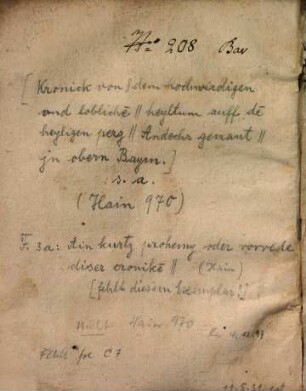 Kronick von dem hochwirdigen und lobliche[n] heyltum auff de[m] heyligen Perg Andechs genan[n]t in obern Bayrn