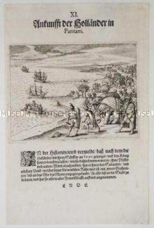 Ankunft der Holländer in Patani - Tafel 79 aus de Bry, India II