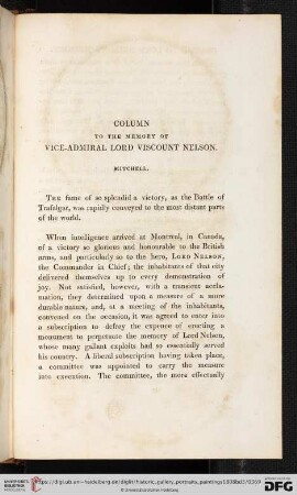 Column to the memory of vice admiral Lord Viscount Nelson