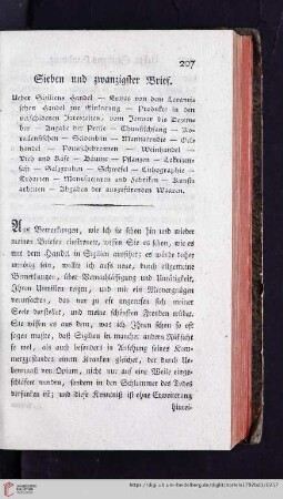 Sieben und zwanzigster Brief