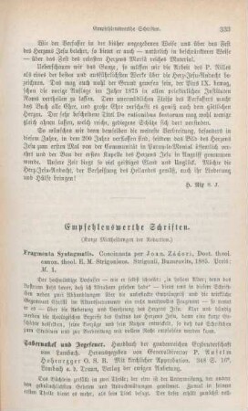 333-339 Empfehlenswerthe Schriften