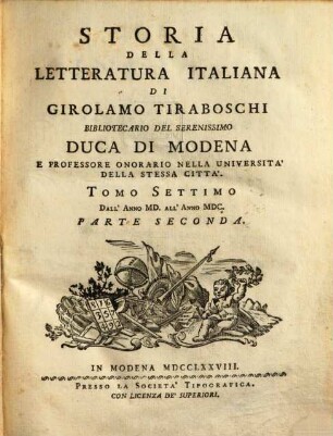 Storia Della Letteratura Italiana. 7,2, T. 7, Dall' Anno MD All' Anno MDC ; 2
