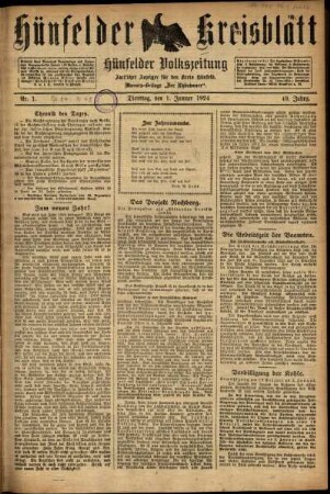Ausgabe vom Dienstag, den 01. Januar 1924.