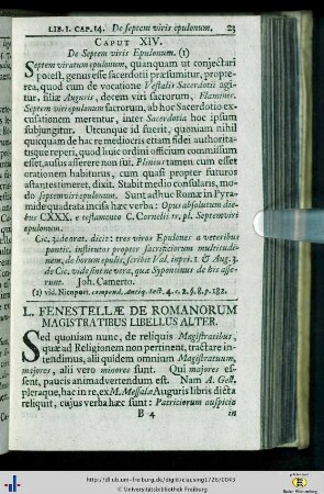 L. Fenestellae de Romanorum magistratibus