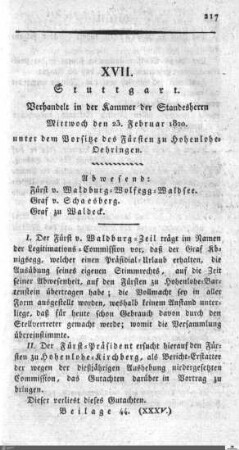 17. Sitzung, Stuttgart, 23.2.1820