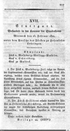 17. Sitzung, Stuttgart, 23.2.1820