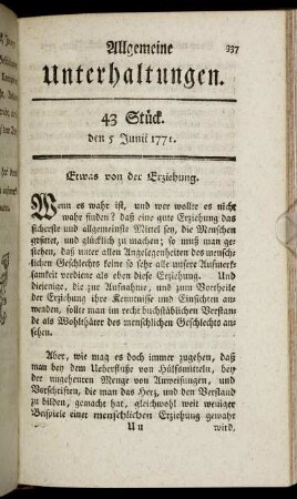 43 Stück. den 5 Junii 1771.