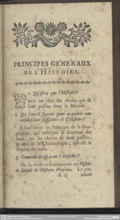 Principes Généraux De L' Histoire