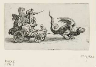 Wagen der Constantia, von einem Drachen gezogen (Einzug des Markgrafen Heinrich von Lothringen), Blatt 6 der Folge "Le Combat à la Barrière"