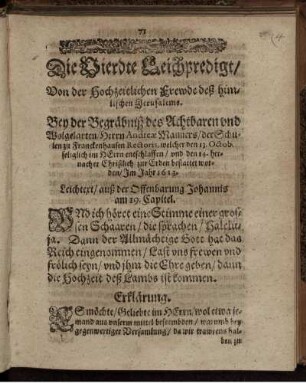 Die Vierdte Leichpredigt