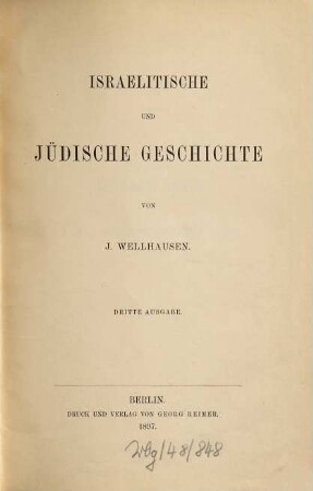 Israelitische und jüdische Geschichte