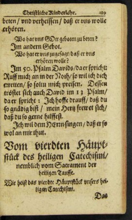 Vom vierdten Häuptstück des heiligen Catechismi/ nemblich vom Sacrament der heiligen Tauffe.