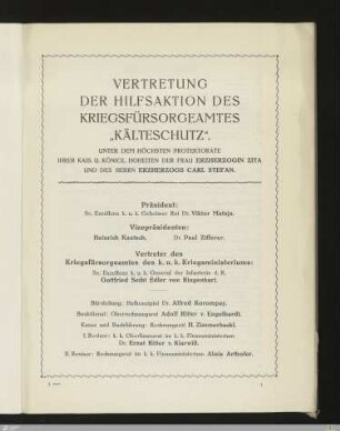 Vertretung der Hilfsaktion des Kriegsfürsorgeamtes "Kälteschutz"