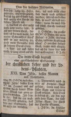 Die dritte Classe begreift eine ausführlichere Erklärung der christlichen Lehre und der Lebens-Pflichten
