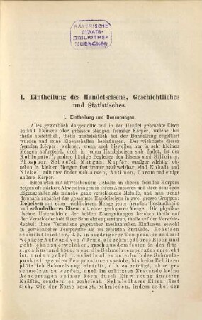 Handbuch der Eisenhüttenkunde : für den Gebrauch im Betriebe wie zur Benutzung beim Unterrichte bearbeitet, 1. Einführung in die Eisenhüttenkunde