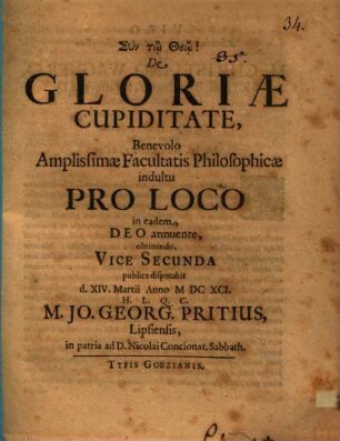 Disp. de gloriae cupiditate