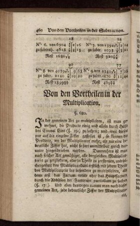 Von den Vortheilen der Multiplication.