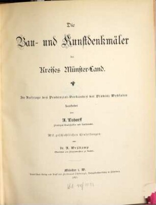 Die Bau- und Kunstdenkmäler des Kreises Münster-Land