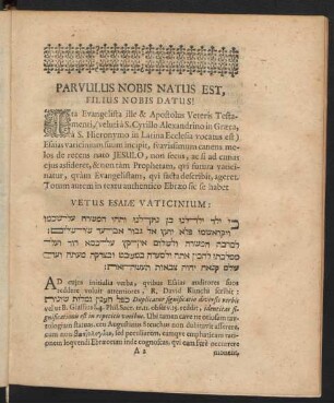 Parvulus Nobis Natus Est, Filius Nobis Datus!