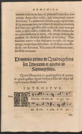 Dominica prima in Quadragesima seu Invocavit et quarta in Septuagesima.