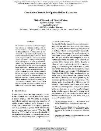 Convolution Kernels for Opinion Holder Extraction