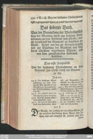 Das erste Hauptstük. Von der heilsamen Theilnehmung an dem Verdienst Jesu Christi durch den Glauben an ihn.