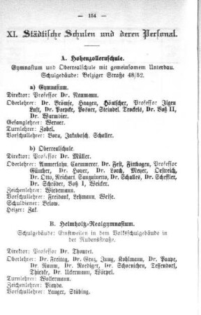 XI. Städtische Schulen und deren Personal