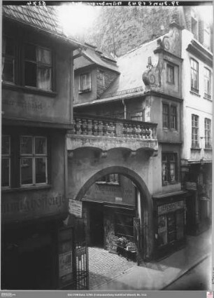 Schnurgasse 63 (angeschnitten) und 67 (angeschnitten) sowie Nürnberger Hof 9 (angeschnitten) von Nordwesten
