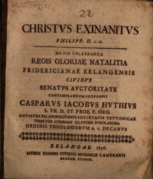 Christus exinanitus : Philipp. II, 5 - 8